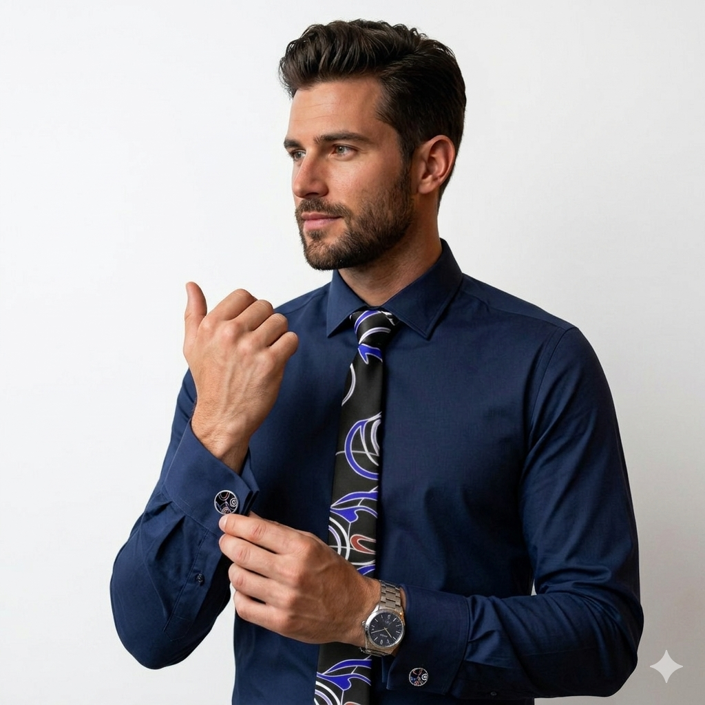 Daisy Inferno™ Electric Pulse Satin Necktie For Men – Modern Abstract