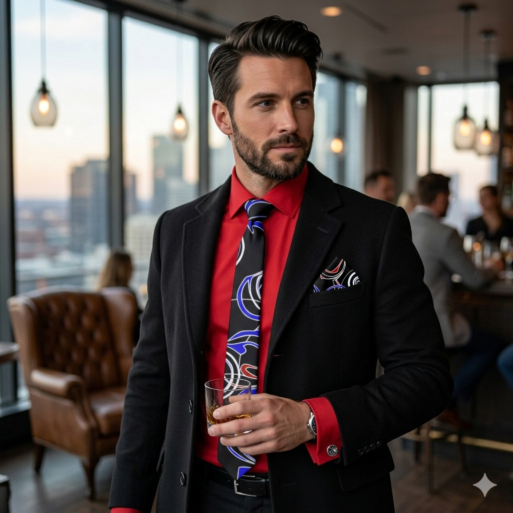 Daisy Inferno™ Electric Pulse Satin Necktie For Men – Modern Abstract