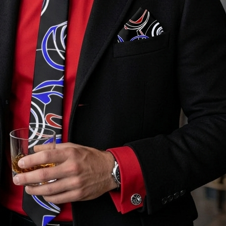 Daisy Inferno The Electric Pulse Handmade Pocket Square