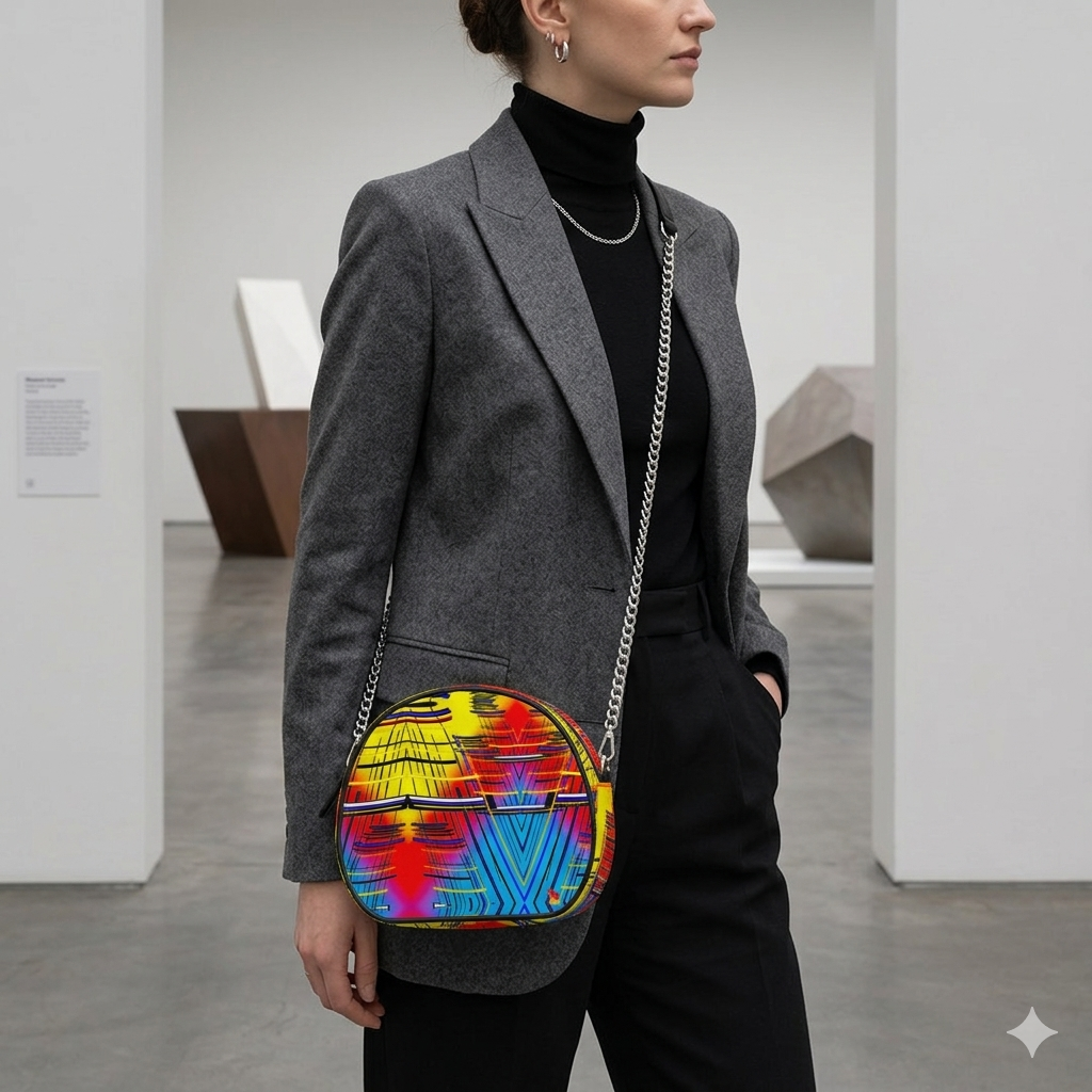 Daisy Inferno | Designer Round Crossbody Box Bag – Techno Prism