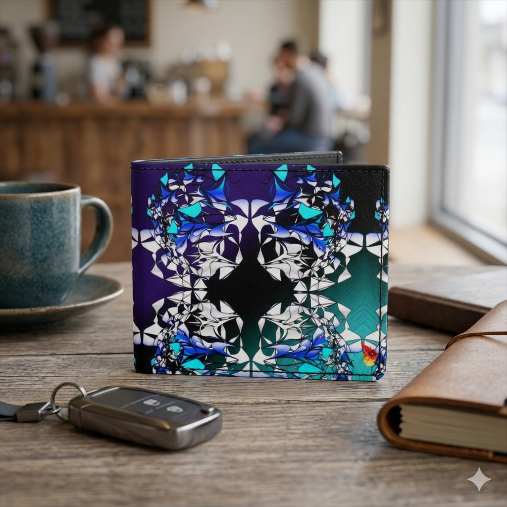 Daisy Inferno Azure Kaleidoscope Men's Slim Bifold Wallet