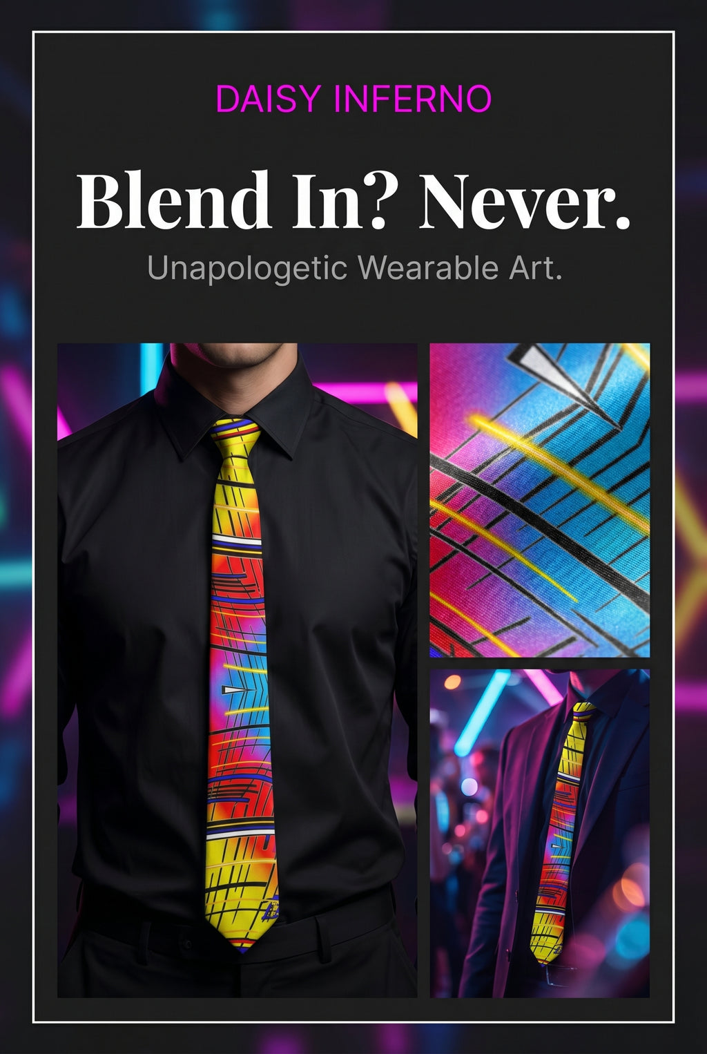 Daisy Inferno™ Men's Techno Prism Graphic Necktie