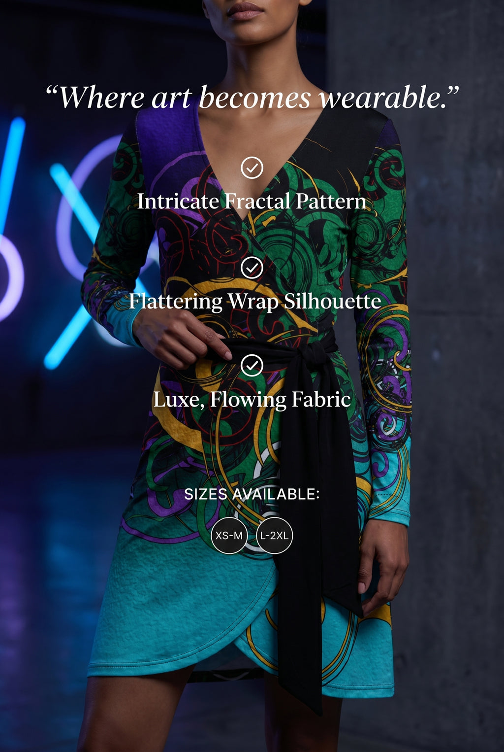 Daisy Inferno™ Midnight Mosaic Luxe Wrap Dress
