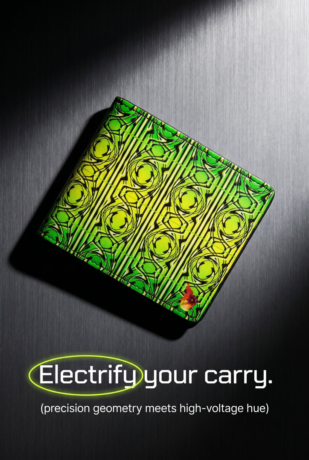 Daisy Inferno Men's Leather Bifold Wallet - The Neon Lattice