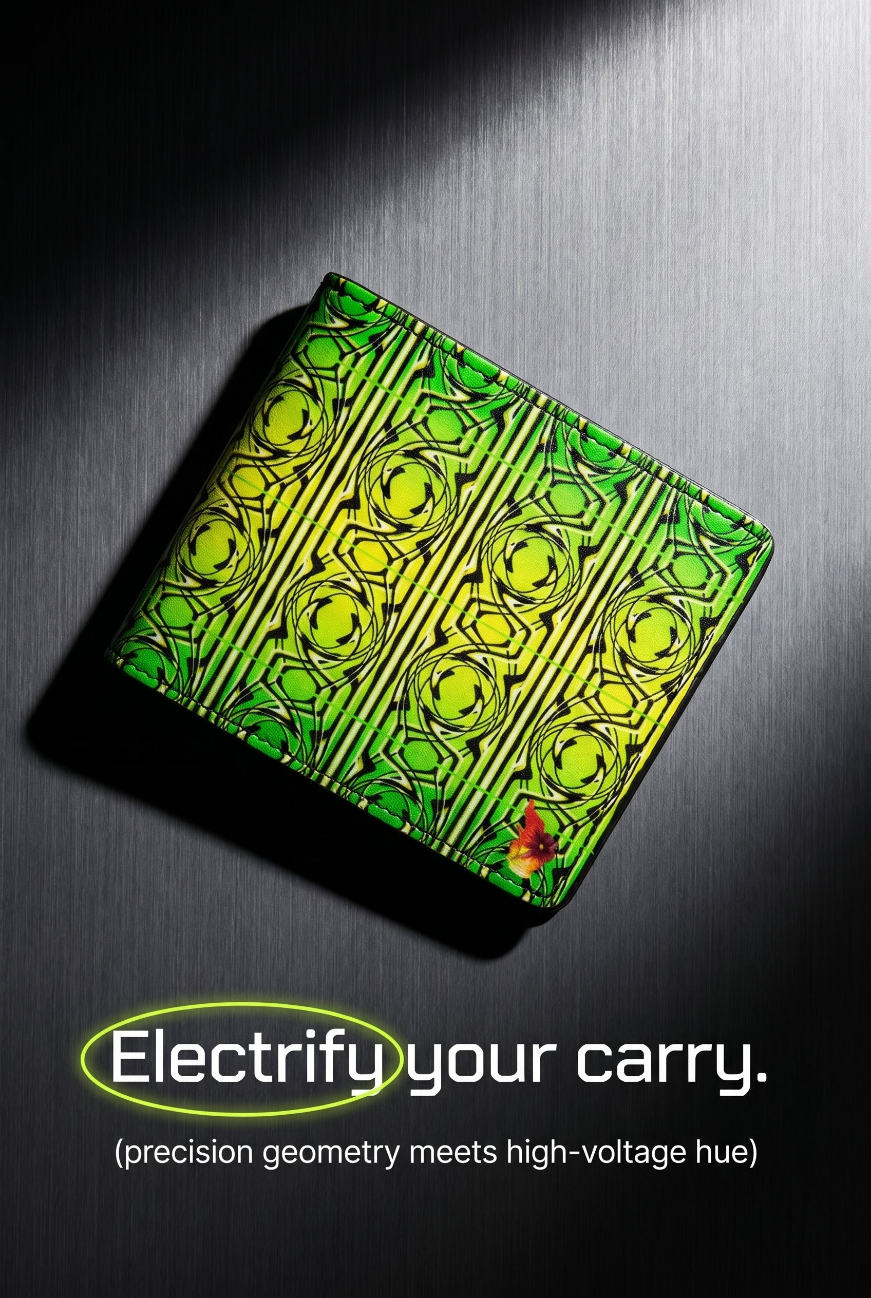 Daisy Inferno Men's Leather Bifold Wallet - The Neon Lattice