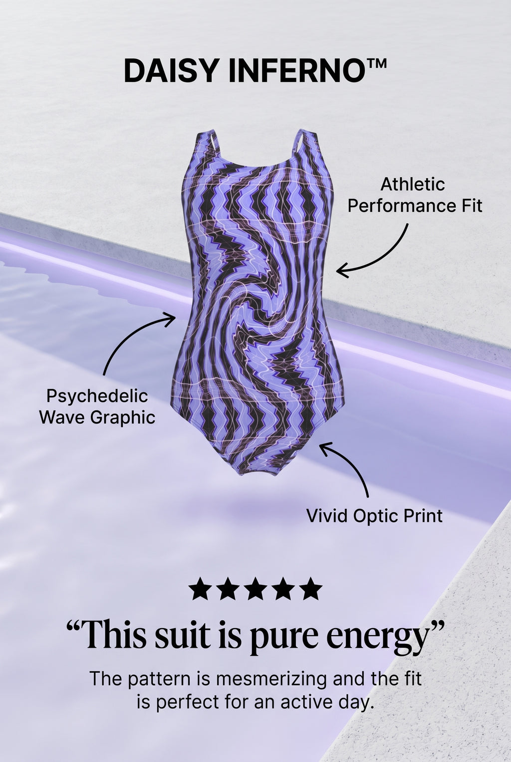 Daisy Inferno™  Lavender Pulse One-Piece Swimsuit (XS-2XL)