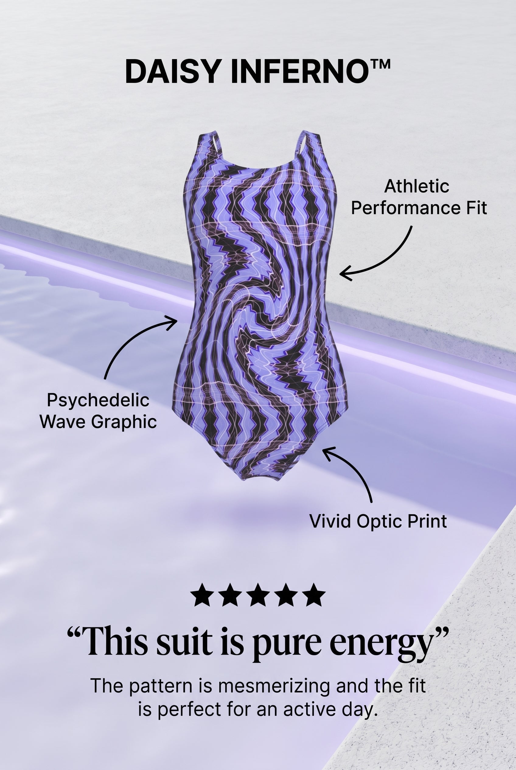 Daisy Inferno™  Lavender Pulse One-Piece Swimsuit (XS-2XL)