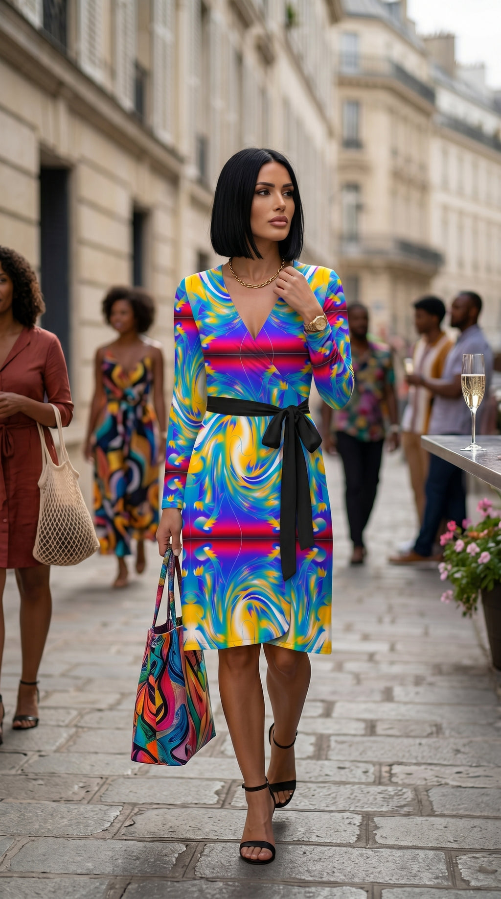 Daisy Inferno™ The Electric Horizon Kinetic Wrap Dress