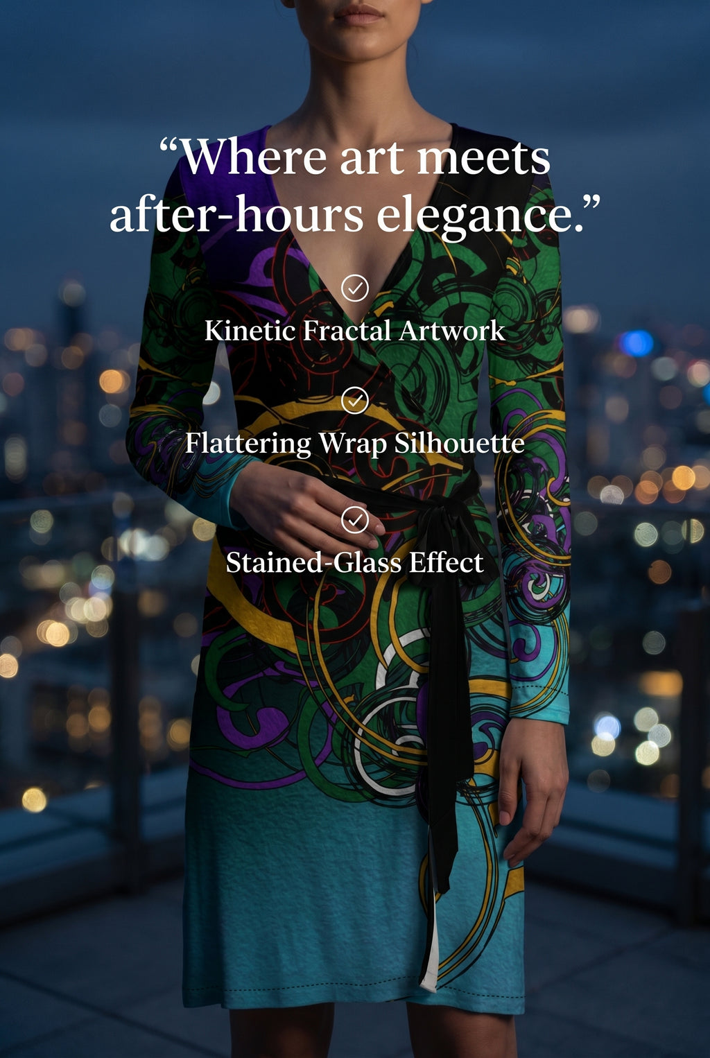 Daisy Inferno™ Midnight Mosaic Luxe Wrap Dress