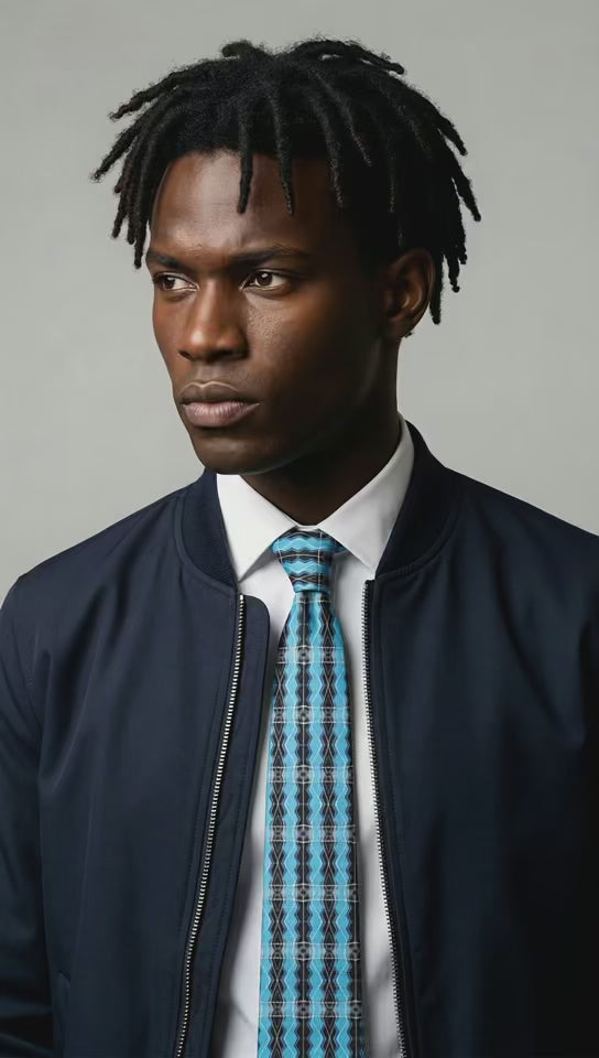 Daisy Inferno™ Men's Turquoise Frequency Graphic Necktie